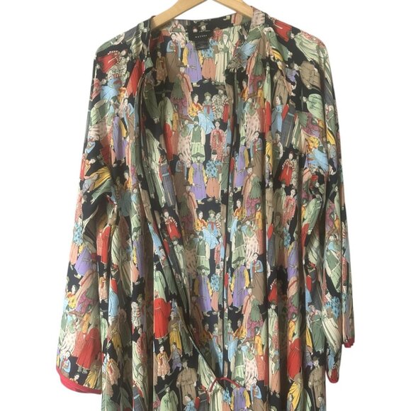 Natori Dynasty Mandarin Zip Caftan Dress XXL Art To Wear Loungewear Resort Wear - Picture 8 of 14